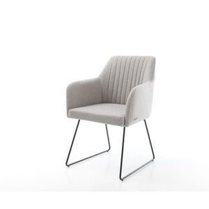 Jedálenská stolička Greg-Flex svetlo sivá plochá látka čierna podstava vyobraziť