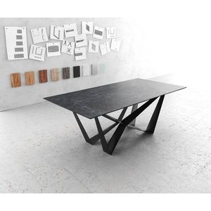 Jedálenský stôl Edge 200x100cm Laminam® keramika sivá podnož čierna vyobraziť