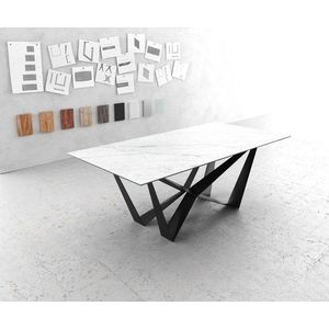 Jedálenský stôl Edge 200x100cm Laminam® keramická biela podnož plochá vyobraziť