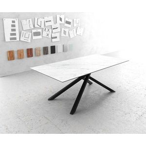 Jedálenský stôl Edge 200x100cm Laminam® keramika biela krížová podnož vyobraziť