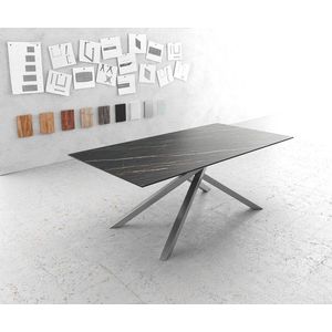 Jedálenský stôl Edge 200x100cm Laminam® keramický hnedý krížový vyobraziť