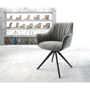 Otočná stolička Keila-Flex s podrúčkami zamatovo sivá krížová základňa vyobraziť