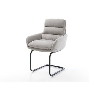 Abelia-Flex jedálenská stolička s podrúčkami plochá látka svetlosivá vyobraziť