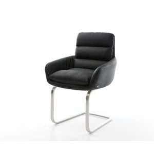 Jedálenská stolička Abelia-Flex s podrúčkami z pravej kože čierna vyobraziť