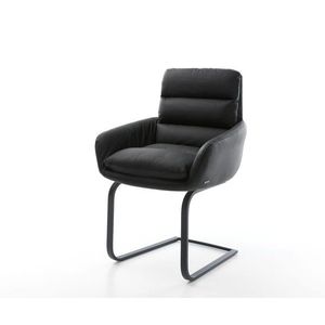 Jedálenská stolička Abelia-Flex s podrúčkami z pravej kože čierna vyobraziť