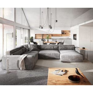 Pohovka v tvare U Sirpio XL 360x260 cm mikrovlákno taupe variabilné vyobraziť