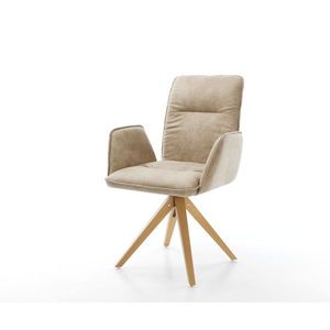 Otočná stolička Vinja-Flex béžová vintage mikrovlákno drevená základňa vyobraziť