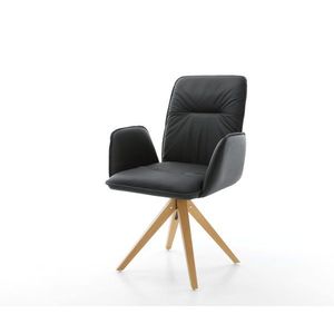 Vinja-Flex otočná stolička čierna pravá koža drevená základňa vyobraziť