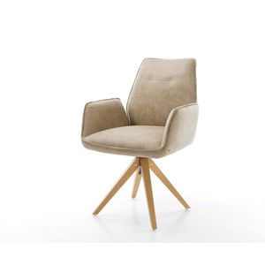 Otočná stolička Zoa-Flex béžová vintage mikrovlákno drevená základňa vyobraziť