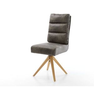 Otočná stolička Pela-Flex sivá vintage z mikrovlákna s drevenou vyobraziť