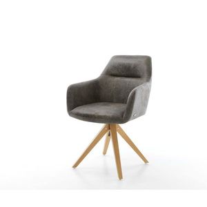 Otočná stolička Pejo-Flex šedá vintage z mikrovlákna s drevenou vyobraziť