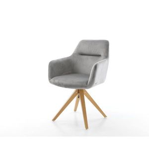 Otočná stolička Pejo-Flex sivá zamatová drevená základňa štvorcová vyobraziť