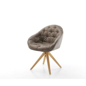 Otočná stolička Gaio-Flex taupe vintage z mikrovlákna s drevenou vyobraziť