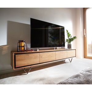 TV stolík Stonegrace 200 cm akácia prírodný 4 dvierka kamenná podstava vyobraziť