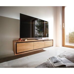 TV stolík Stonegrace 145 cm akácia prírodná 3 dvierka kamenná dyha na vyobraziť