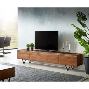 TV stolík Stonegrace 220 cm Akácia hnedá nepravidelný okraj 4 dvierka vyobraziť
