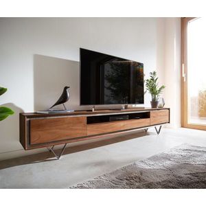 TV stolík Stonegrace 240 cm akáciová hnedá 2 dvierka 2 zásuvky 1 vyobraziť