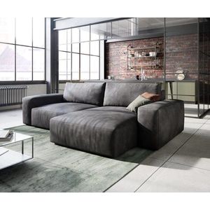 Rohová pohovka Lanzo L 260x160 cm koženka antracit vintage variabilné vyobraziť