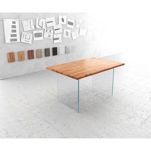 Jedálenský stôl Edge 140x90 cm podstavec z prírodného akáciového skla vyobraziť