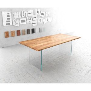 Jedálenský stôl Edge 200x100 akáciové prírodné sklo Swiss edge vyobraziť