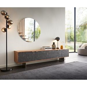 TV stolík Teele 200 cm prírodná agátová bridlica 4 dvierka podstavec vyobraziť