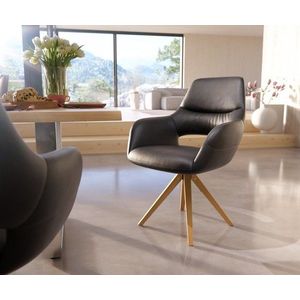 Jedálenská stolička Yago-Flex drevená základňa štvorcová pravá kožená vyobraziť