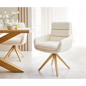 Otočná stolička Abelia-Flex drevená základňa square bouclé biela vyobraziť