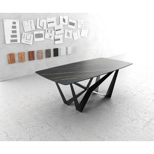 Jedálenský stôl Hrana zaoblená 200x100cm Laminam® keramická hnedá vyobraziť