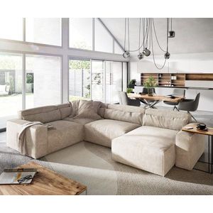 Pohovka v tvare U Sirpio D 330x240 cm manšestrová béžová variabilné vyobraziť