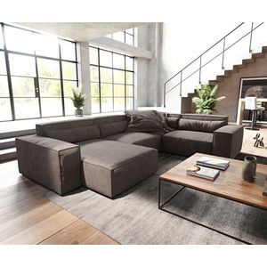 Pohovka v tvare U Sirpio D 330x240 cm mikrovlákno khaki-hnedá vyobraziť