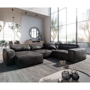 Pohovka v tvare U Sirpio D 330x240 cm imitácia kože antracit vintage vyobraziť