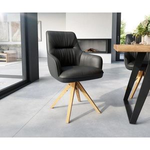 Jedálenská stolička Zelia-Flex drevená základňa štvorcová pravá kožená vyobraziť