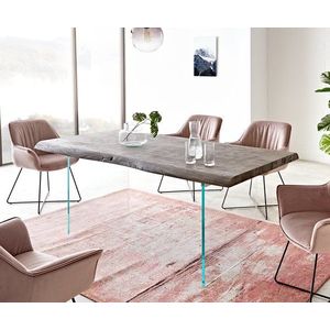 Jedálenský stôl Edge 200x100 cm XL akáciové platinové sklo vyobraziť