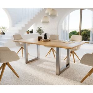 Jedálenský stôl Edge 200x100 cm prírodný dub nerezová oceľ široký živý vyobraziť