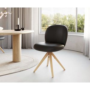 Otočná stolička Nube-Flex drevená základňa štvorcová prírodná koža vyobraziť