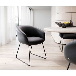 Jedálenská stolička Vinka-Flex tenká kovová základňa čierna pravá koža vyobraziť