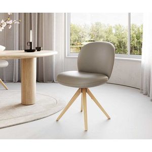 Otočná stolička Nube-Flex drevená základňa štvorcová prírodná koža vyobraziť