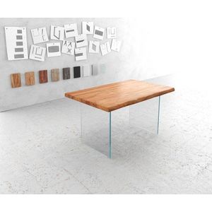 Jedálenský stôl Edge 140x90 cm XL prírodná podnož z akáciového skla vyobraziť