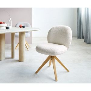 Otočná stolička Nube-Flex drevená základňa štvorcová bouclé biela 180° vyobraziť