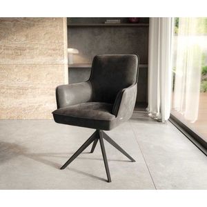 Heira-Flex otočná stolička s podrúčkami krížová základňa široká kovová vyobraziť