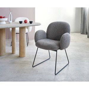 Jedálenská stolička Nube-Flex tenká základňa kov čierna bouclé vyobraziť