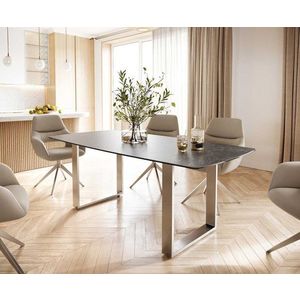 Jedálenský stôl Edge 200x100 cm keramický zaoblený Laminam® Nero Greco vyobraziť