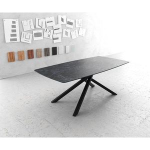 Jedálenský stôl Hrana zaoblená 200x100cm Laminam® keramická sivá vyobraziť