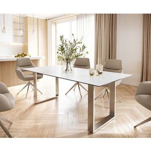 Jedálenský stôl Edge 200x100 cm keramický Laminam® Statuarettio biely vyobraziť