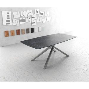 Jedálenský stôl Hrana zaoblená 200x100cm Laminam® keramická sivá vyobraziť