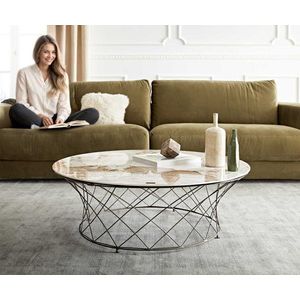 Konferenčný stolík Lassina 100x100 cm keramický minas bielo-béžový vyobraziť