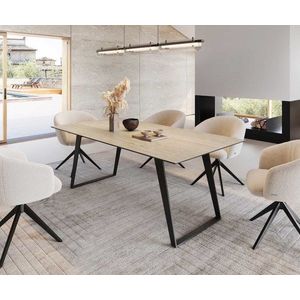 Jedálenský stôl Edge 200x100 keramický travertín prírodný kov skosený vyobraziť