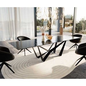 Jedálenský stôl Edge 300x100 Reliéfne sklo dymovo čierne 3D dizajn vyobraziť
