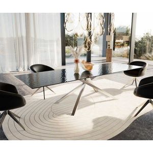 Jedálenský stôl Edge 300x100 z reliéfneho skla s dymovou čiernou vyobraziť