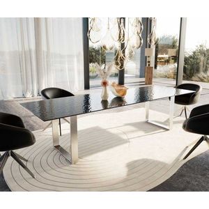 Jedálenský stôl Edge 300x100 Reliéfne sklo dymovo čierne 3D dizajn vyobraziť